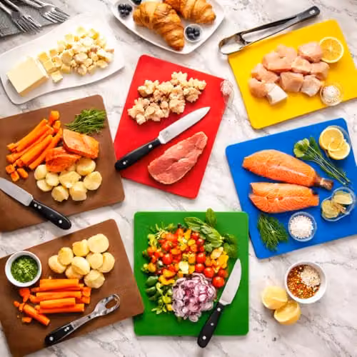 Argon Tableware Multicolour Plastic Colour Coded Chopping Board Set, Pack of 6, W: 45 cm, D: 30 cm – 5
