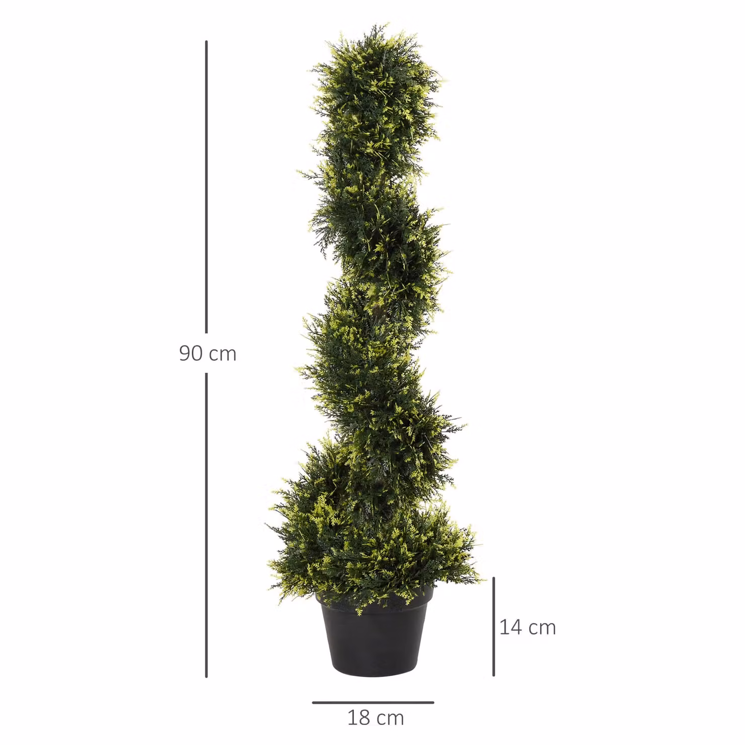 Outsunny Set of 2 Green Artificial Spiral Topiary Trees, Height: 90 cm – 3