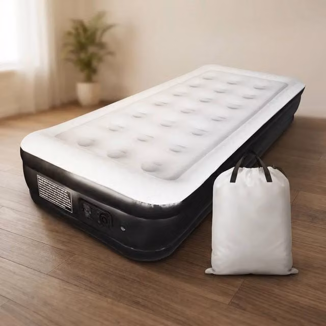 NESTLUNE Single Extra Deep Airbed with Built-in Electric Pump, Black – 1