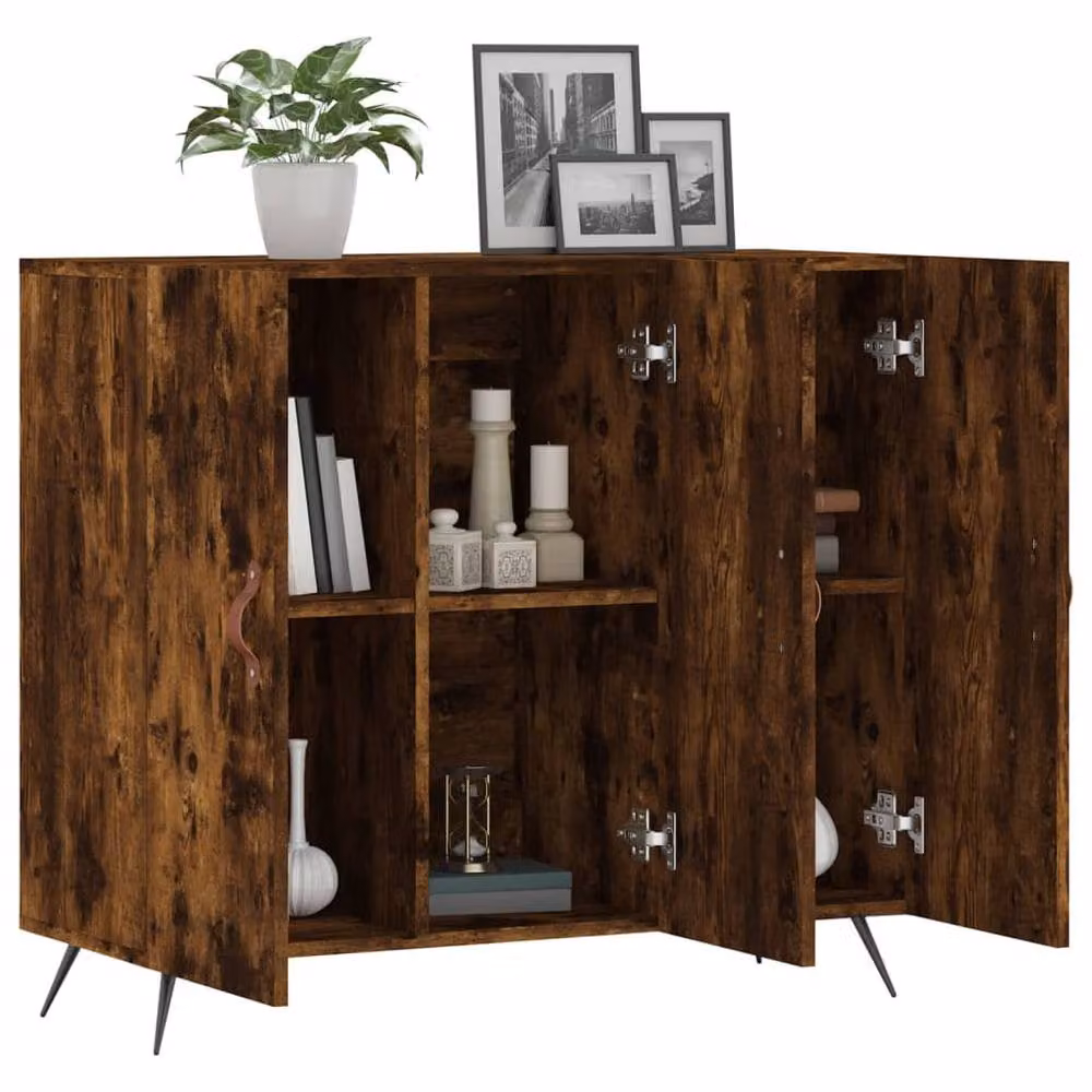 Berkfield Home Smoked Oak Sideboard in Brown, W/D/H: 90 x 34 x 80 cm – 4