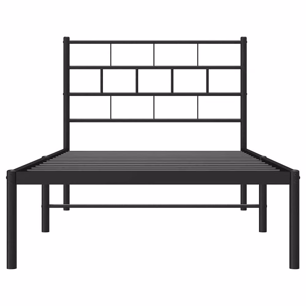 Berkfield Home Metal Bed Frame with Headboard in Black, W/D/H: 100 x 190 cm – 3