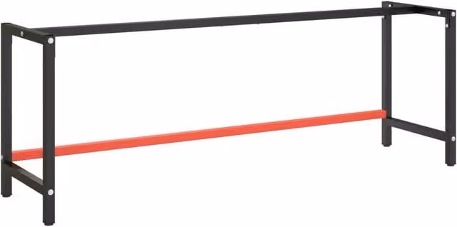 Berkfield Home Metal Work Bench Frame in Matte Black and Matte Red, W/D/H: 220 x 57 x 79 cm
