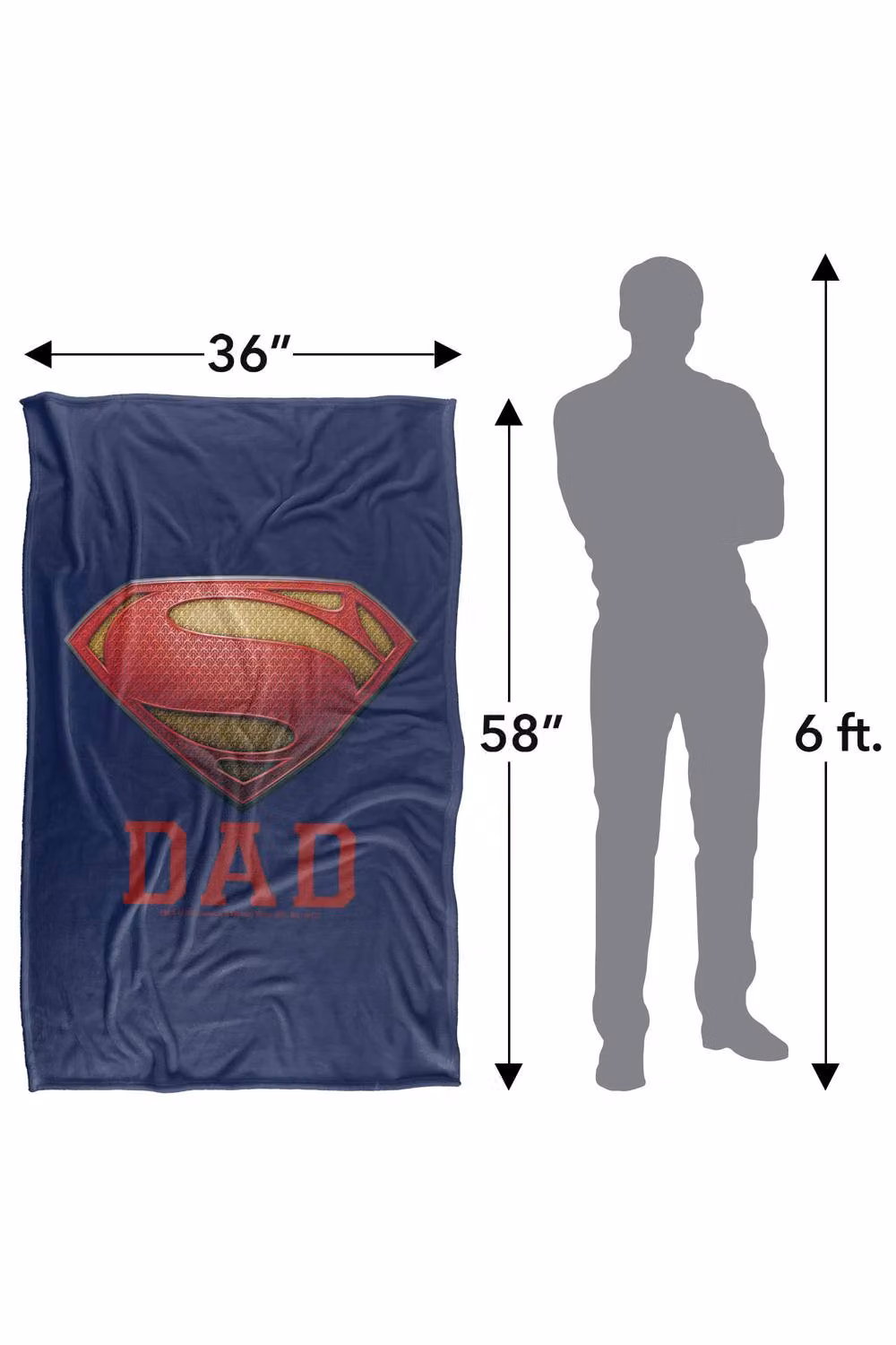 Warner Bros. Man of Steel Dad of Steel Super Soft Fleece Throw Blanket, Multicolour, W/H: 152.4 x 152.4 cm – 6