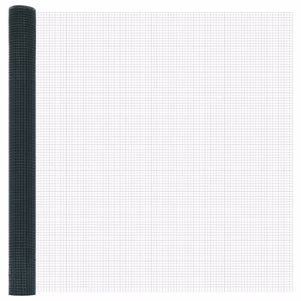 Berkfield Home Green Steel Welded Wire Fence with 13 Flanged Posts, W: 25 m, H: 1.5 m – 5