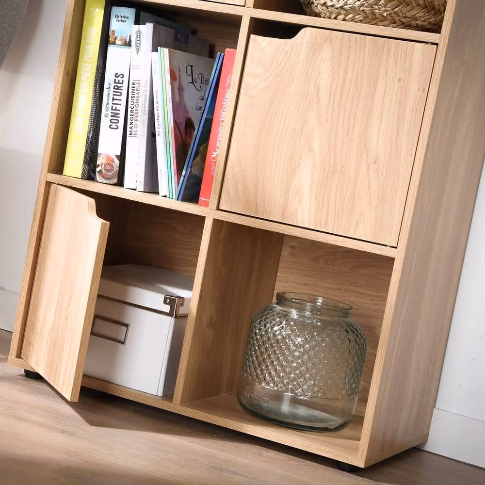 CALICOSY Modu 6-Compartment Cabinet with Three Doors in Beige Natural Wood Finish, W/D/H: 90 x 29 x 60 cm – 4