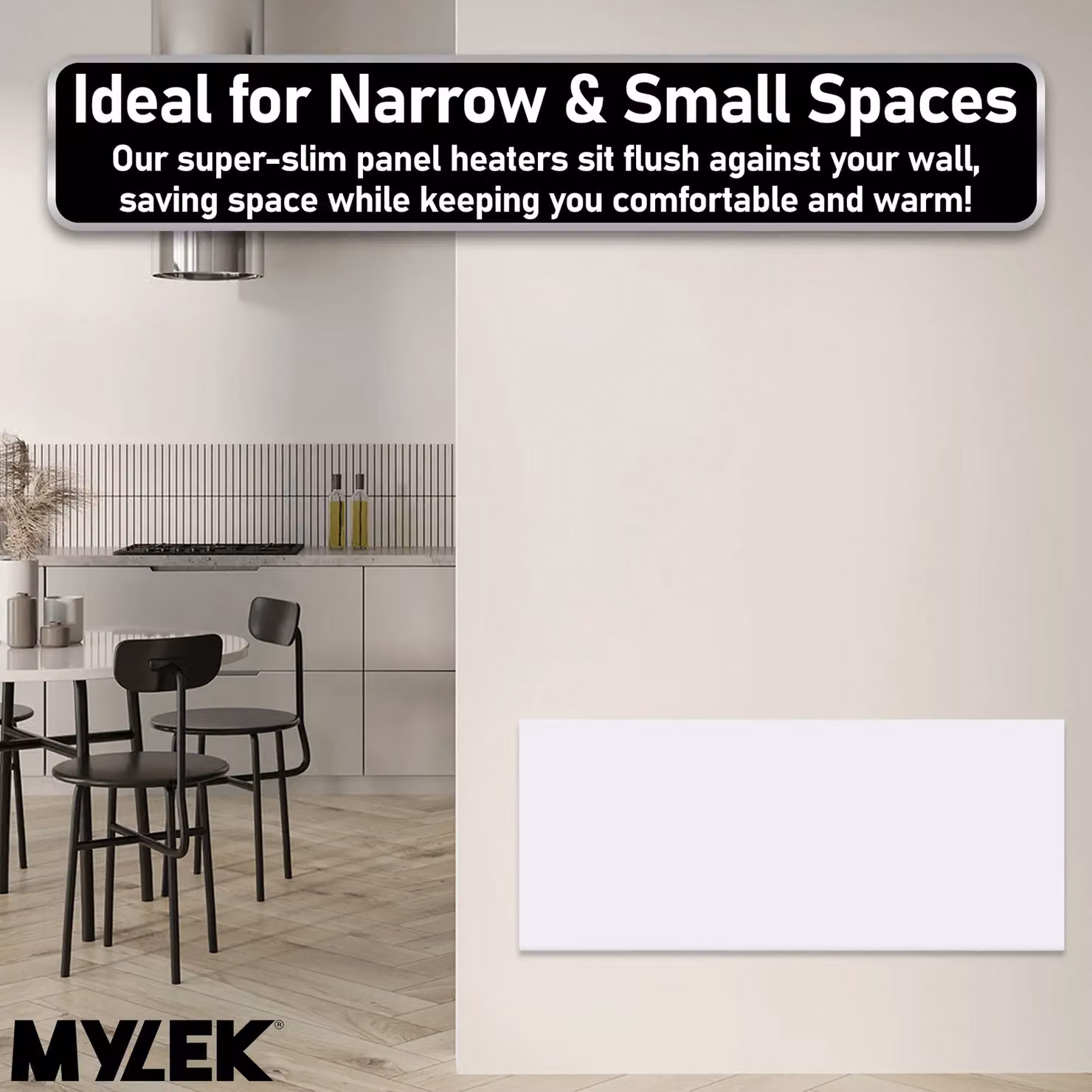 MYLEK 1.5kW Slimline Electric Panel Convector Heater with WiFi App Control, White, Wall Mounted – 4
