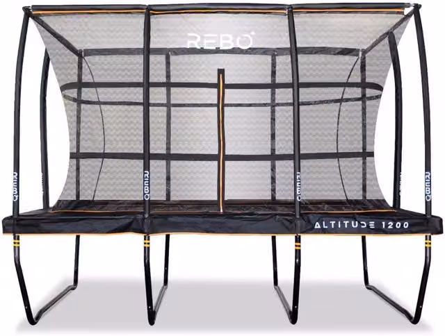 Rebo Black Metal Trampoline with Safety Net, W: 365.76 cm, D: 243.84 cm