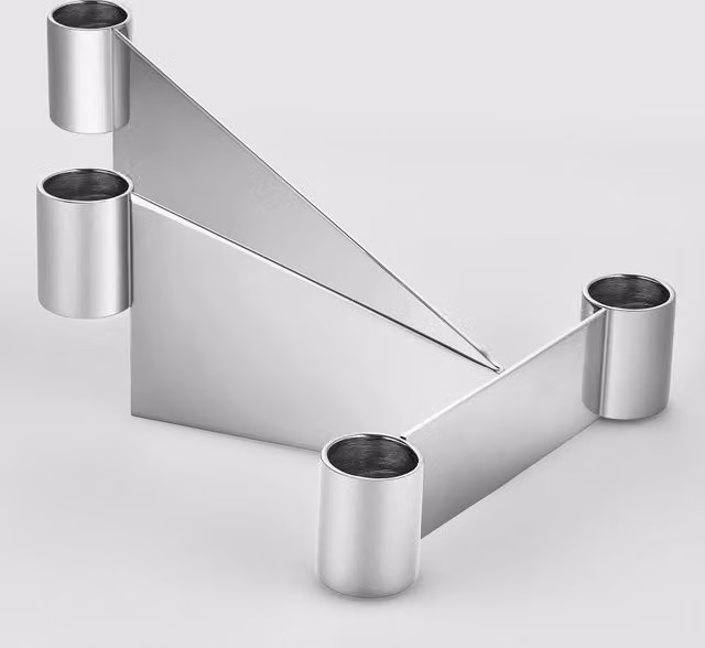 Georg Jensen Urkiola Stainless Steel Taper Candle Holder in Silver