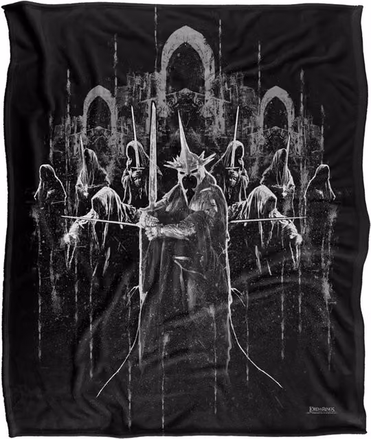 LOGOVISION Lord of the Rings Ring Wraiths Super Soft Microfibre Throw Blanket, White, W/D/H: 152 x 127 cm – 6