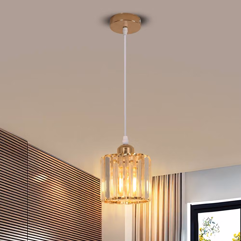 Goeco Modern K9 Crystal and Glass Pendant Light in Gold/Brass – 2