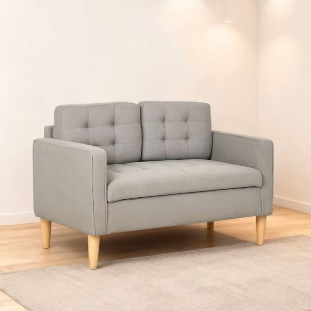 ERGOVEXA 2 Seater Upholstered Fabric Sofa with Hidden Storage in Grey