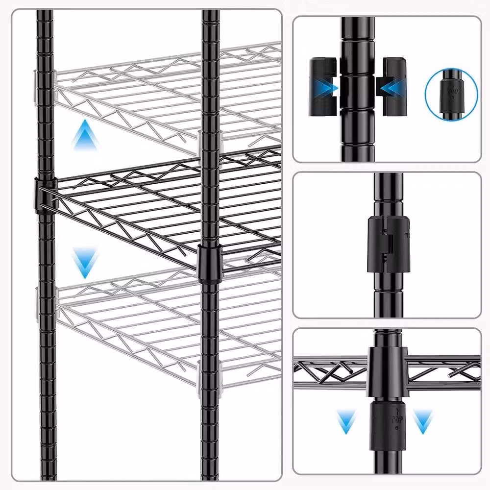 KORVIXA 5 Tier Heavy Duty Adjustable Metal Garage Shelving Unit in Black – 3