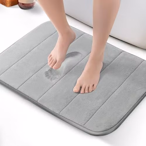 Keplin Memory Foam Bath Mat, Grey, W: 50 cm, D: 60 cm