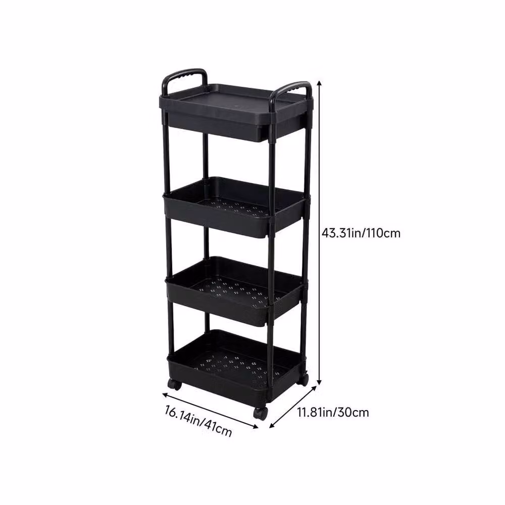 Kelvenix 4-Tier Black Kitchen Handcart on Wheels – 2
