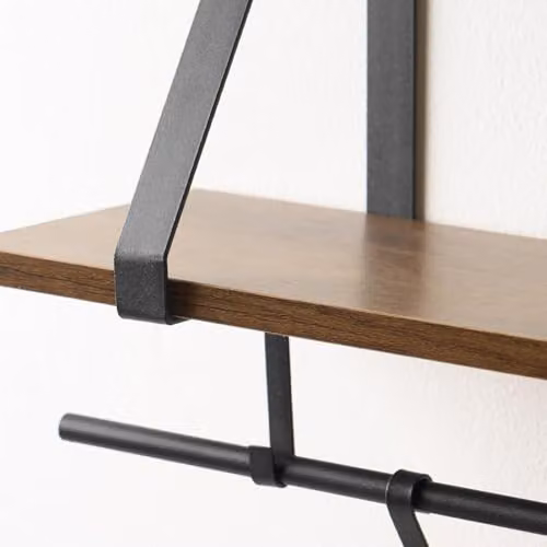 OHS Modern Wooden Wall Mounted Display Shelf with Hooks, W/D/H: 65 x 60 x 15 cm – 2