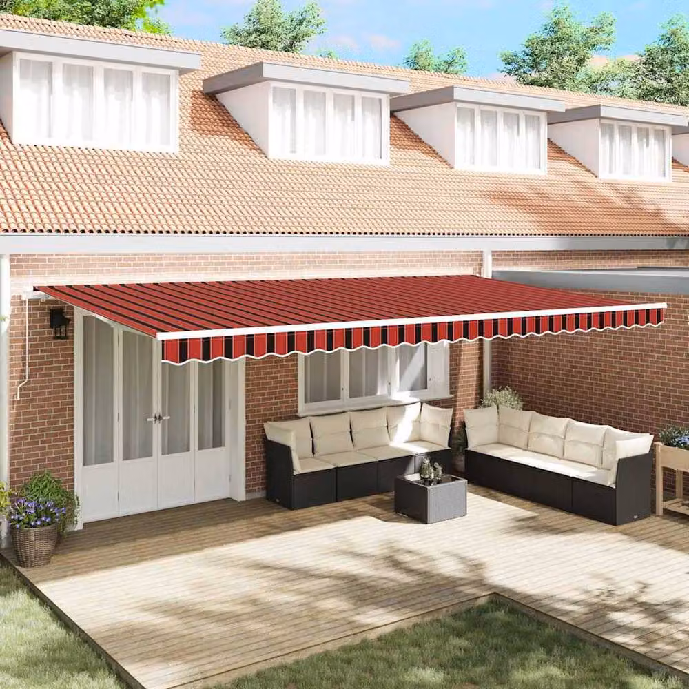 Berkfield Home Retractable Aluminium Awning in Orange and Brown, W: 600 cm, D: 300 cm – 2