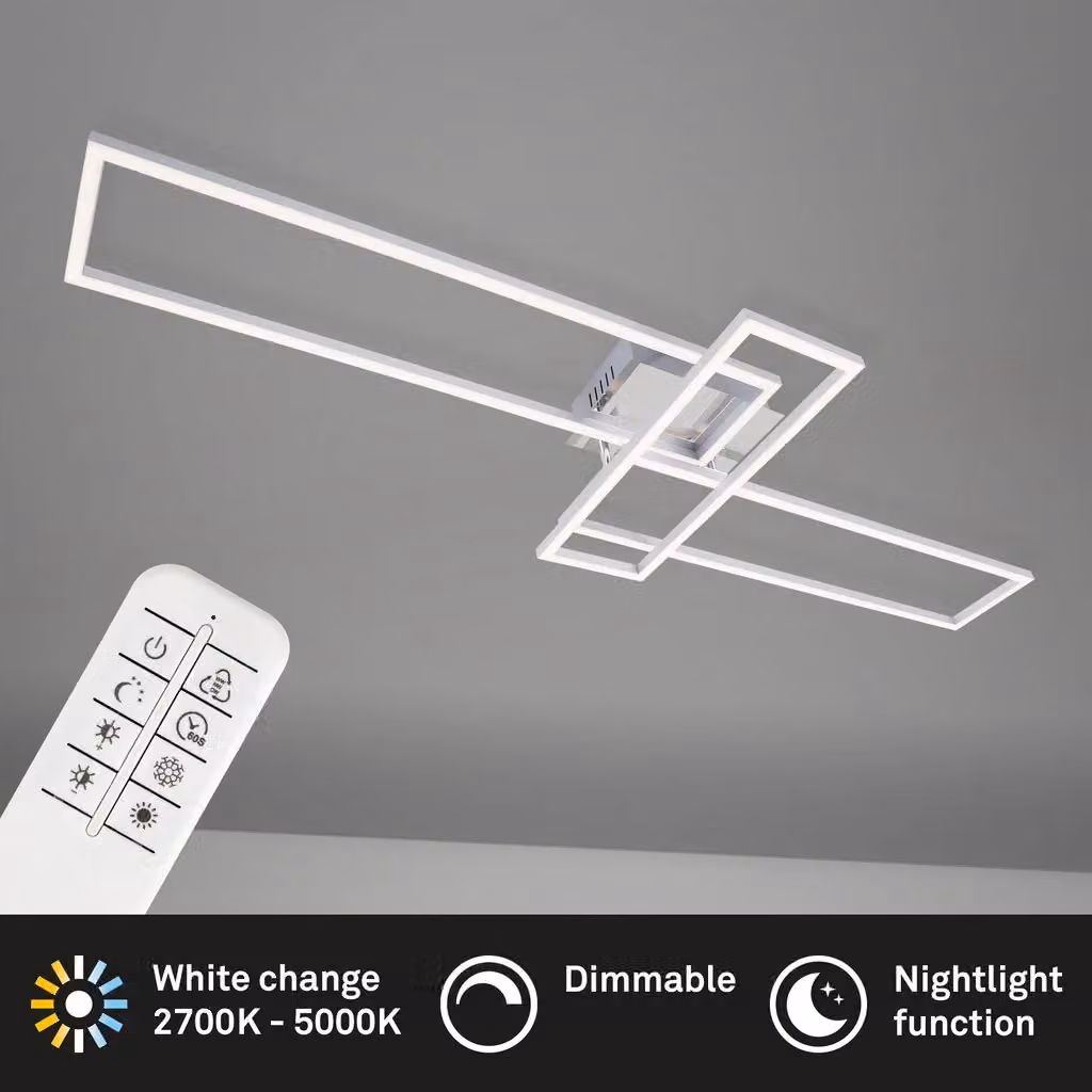 Briloner Silver Chrome Aluminium CCT LED Wall and Ceiling Light with Remote Control and Dimming Function – 2