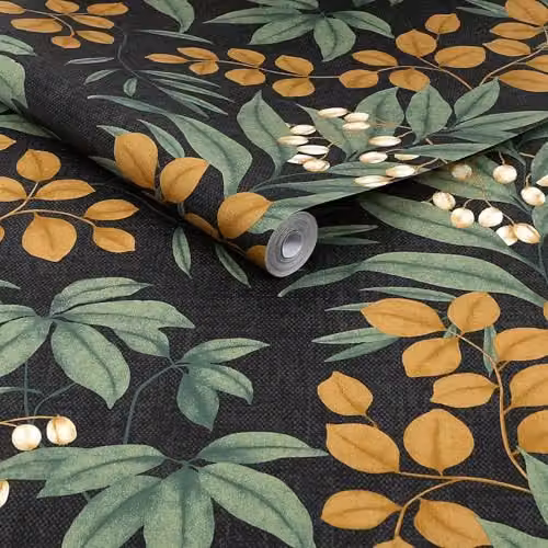 Superfresco Easy Persephone Charcoal and Ochre Floral Botanical Wallpaper – 3