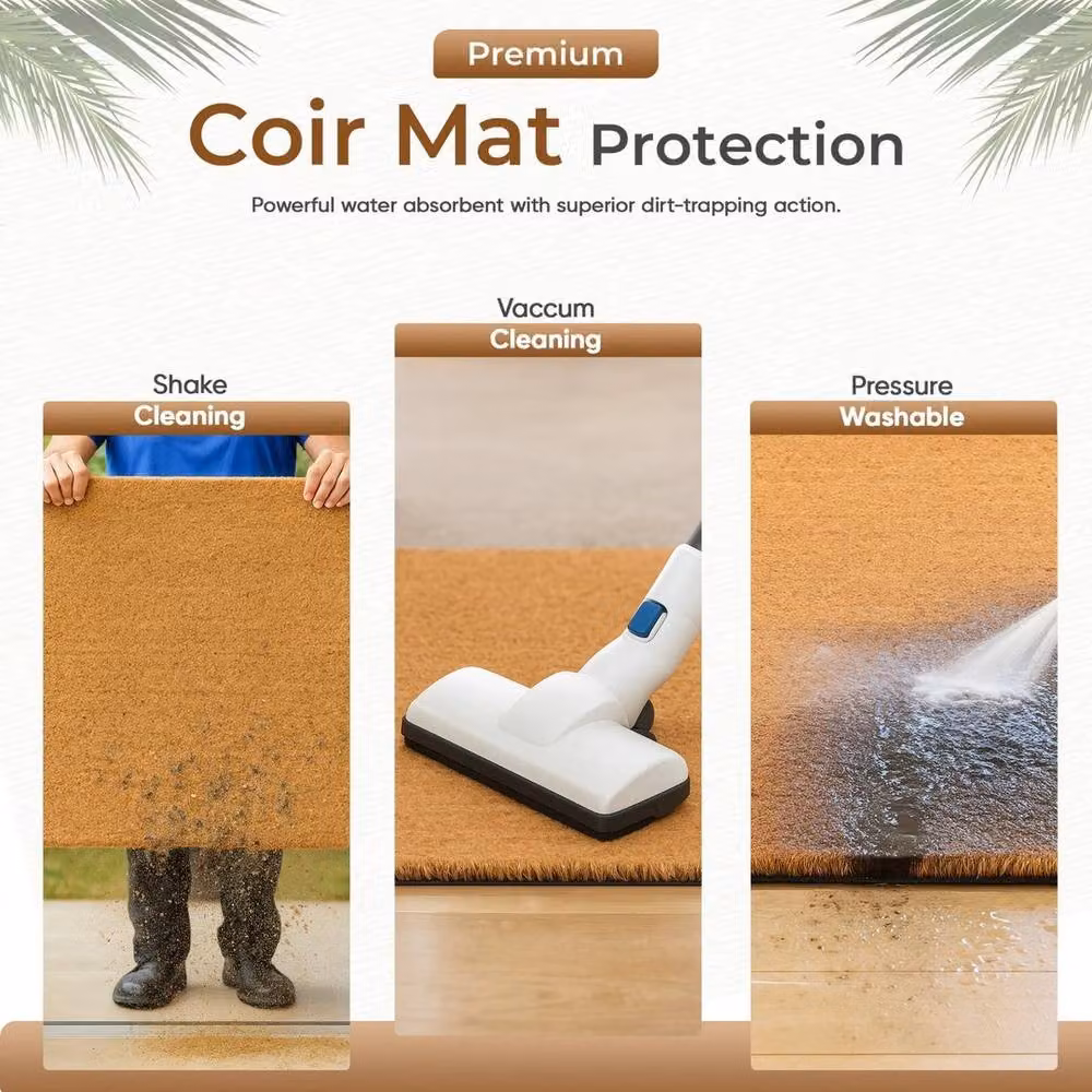 PAWNORA Heavy Duty Non Slip Coir Entrance Rug with Rubber Backing, Brown, W: 40 cm, D: 60 cm – 4