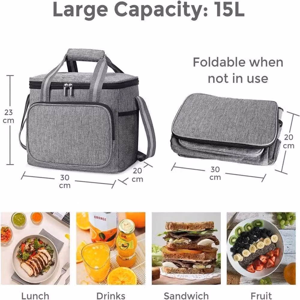 NESTLUNE Grey Insulated Thermal Lunch Bag for Adults – 5