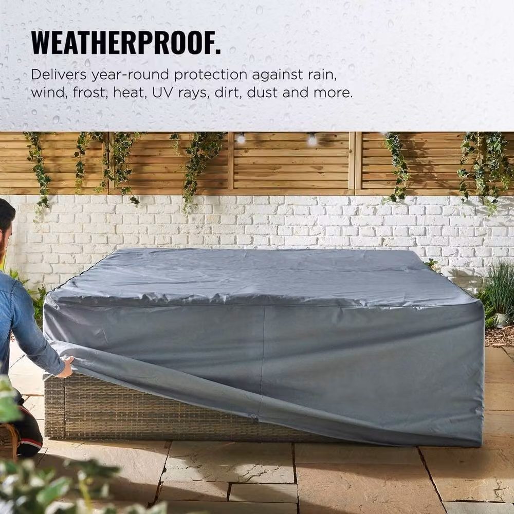 VonHaus Waterproof Polyester Sofa Cover in Grey with UPF 30 Protection and Ties – 2