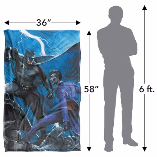 Warner Bros. Batman Joker Rain Fight Super Soft Fleece Throw Blanket, Multicolour, W: 91.44 cm x L: 147 cm – 4