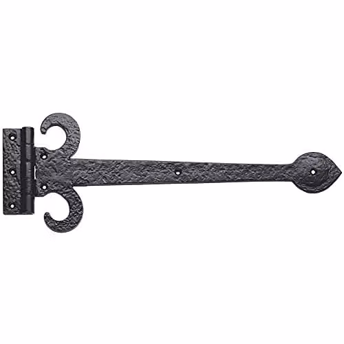 Loops Pair of Ornate Sword T-Hinges in Black Antique, 30.5 cm