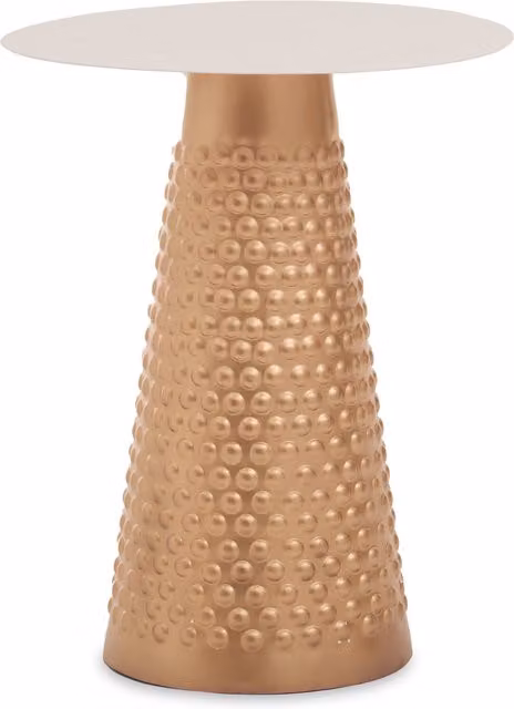 Orsina White and Gold Side Table with Dotted Glamour Design – 1