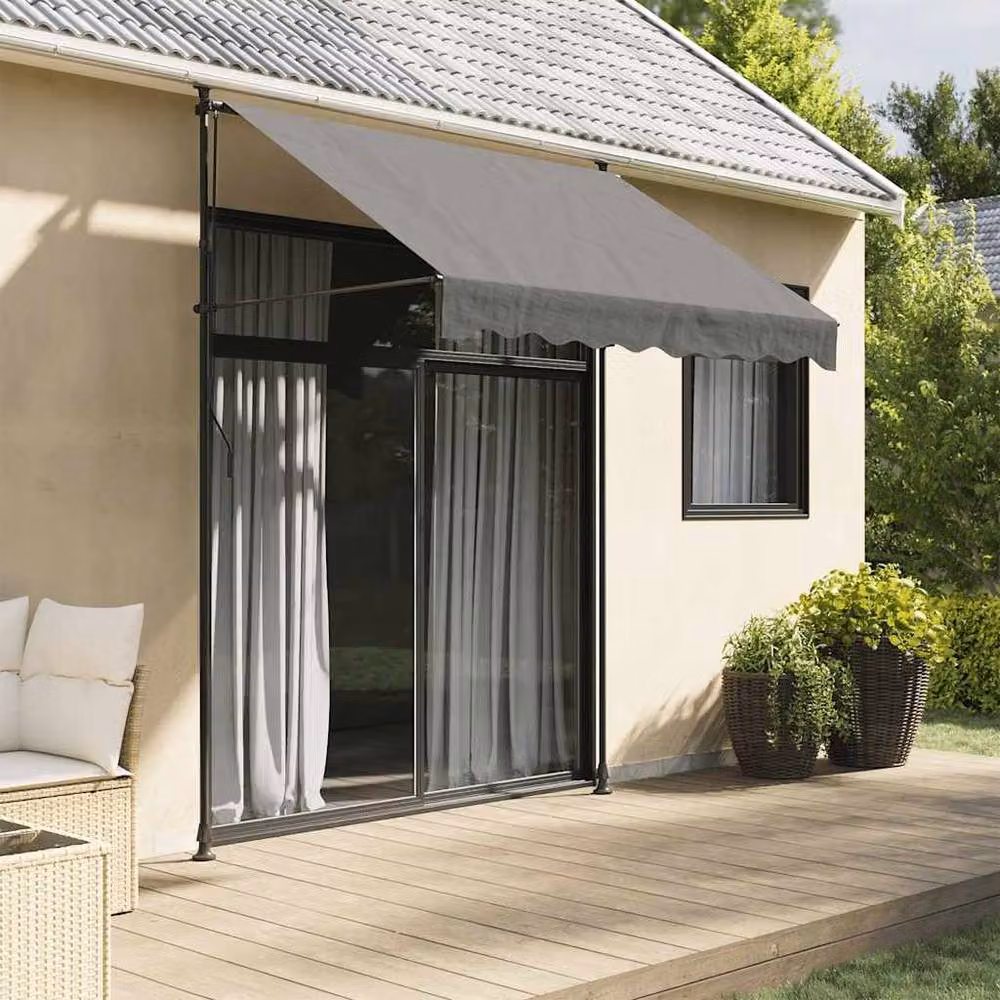 Berkfield Home Retractable Anthracite Folding Arm Awning with Polyester Fabric and Steel Frame, W: 200 cm, D: 150 cm – 2