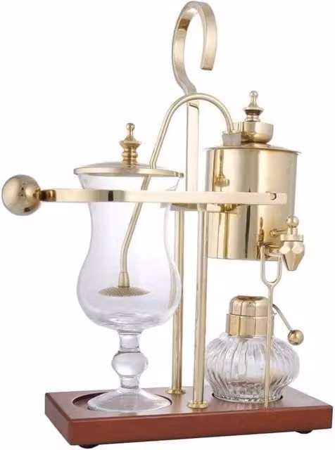 FLAVORA Gold Syphon Balance Coffee Maker Vacuum Brewer Siphon Machine, H: 100 cm, W: 15 cm