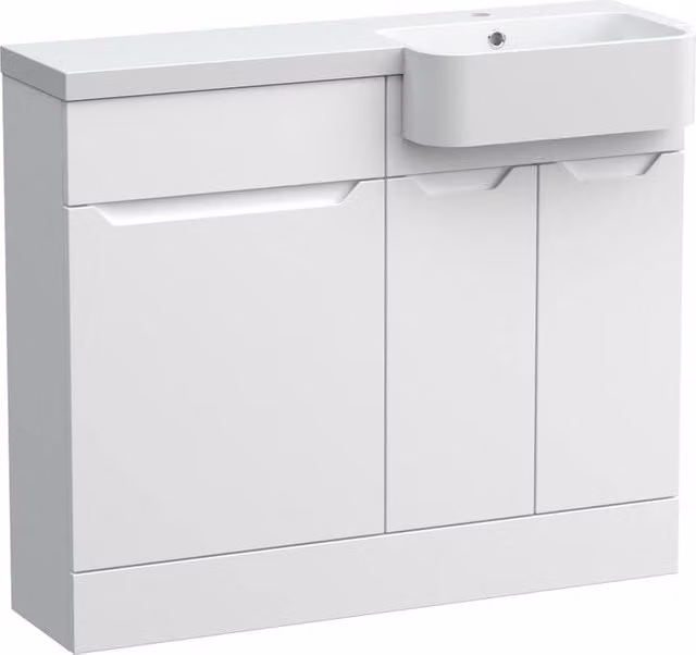 Balterley Teddesley Compact 2 Door Combination Vanity Basin and WC Unit, White, W: 100 cm – 1