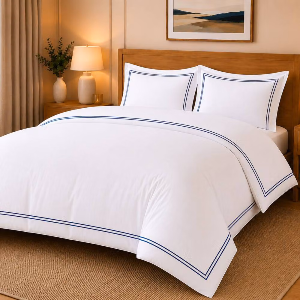 Grace TC500 Single Cotton Mako Sateen Oxford Duvet Cover and Pillowcase Set in White, W/D/H: 90 x 200 cm – 2
