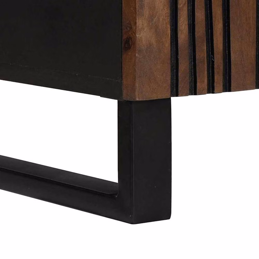 Berkfield Home Modern TV Cabinet in Brown Solid Mango Wood, W: 105 cm, D: 46 cm, H: 33.5 cm – 6