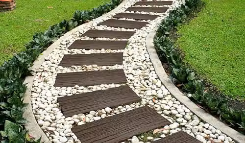 Nicoman Rubber Stepping Stones in Brown, Railroad Tie Design, Set of 2, W: 60 cm, D: 25 cm – 5