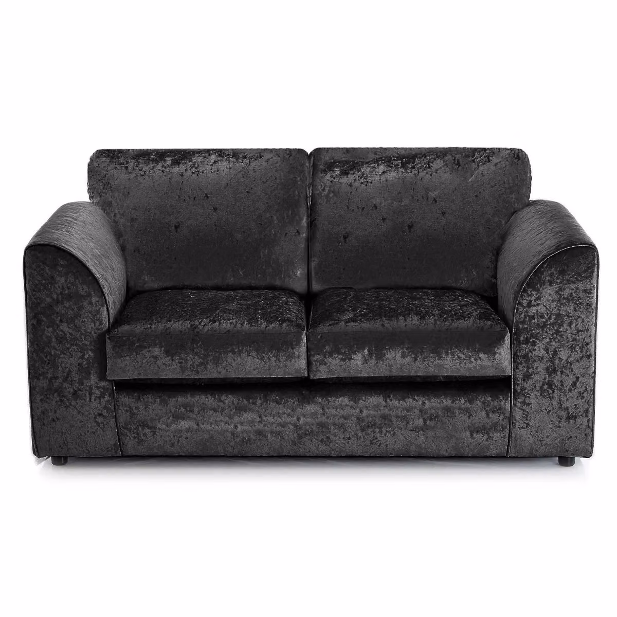 Furnishings For Less UK Crystal Crushed Velvet 2 Seater Sofa with Full Back and Curved Arms in Black – 2