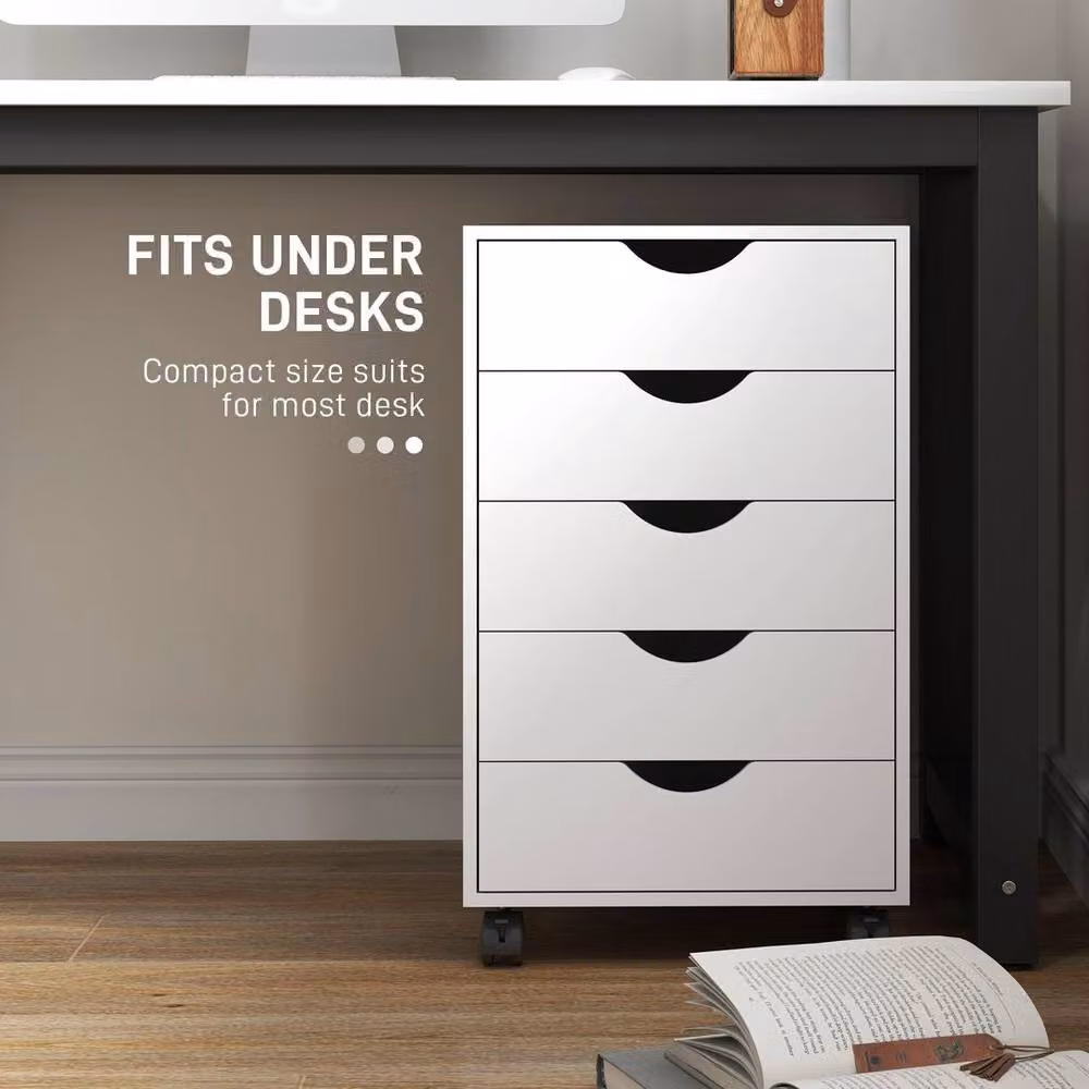 KORVIXA White Vertical Rolling Under Desk Drawer in Warm White – 2