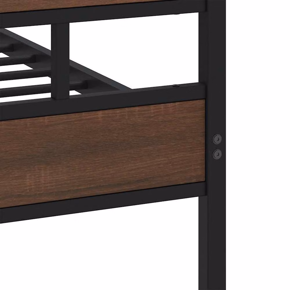 Berkfield Home Metal Bed Frame in Brown Oak, W/D/H: 160 x 200 x 91.5 cm – 4