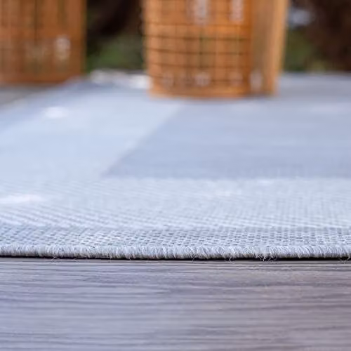 THE RUGS Grey Bordered Indoor and Outdoor Weatherproof Washable Rug, W/D/H: 230 x 160 x 0.3 cm – 5