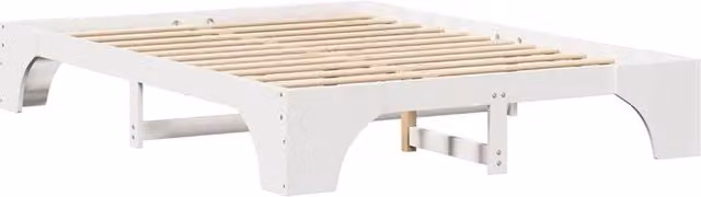 Berkfield Home White Solid Pine Wood Bed Frame W/D/H: 160 x 200 cm