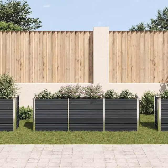 Berkfield Home Garden Galvanised Steel Raised Bed in Anthracite Grey, W/D/H: 240 x 40 x 77 cm – 1