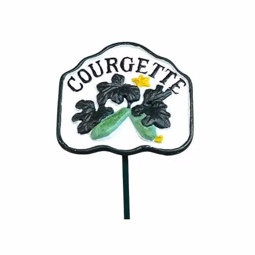 Gifts Direct 2 U Metal Courgette Vegetable Garden Stake Sign in White and Multicolour – 2