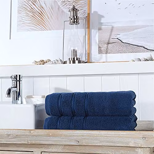Christy Antalya Luxury Turkish Cotton Bath Towel Set, 2 Piece, Blue, W: 70 cm, L: 125 cm – 2