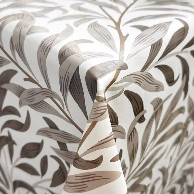 Terrys Floral PVC Tablecloth in White, Brown and Grey