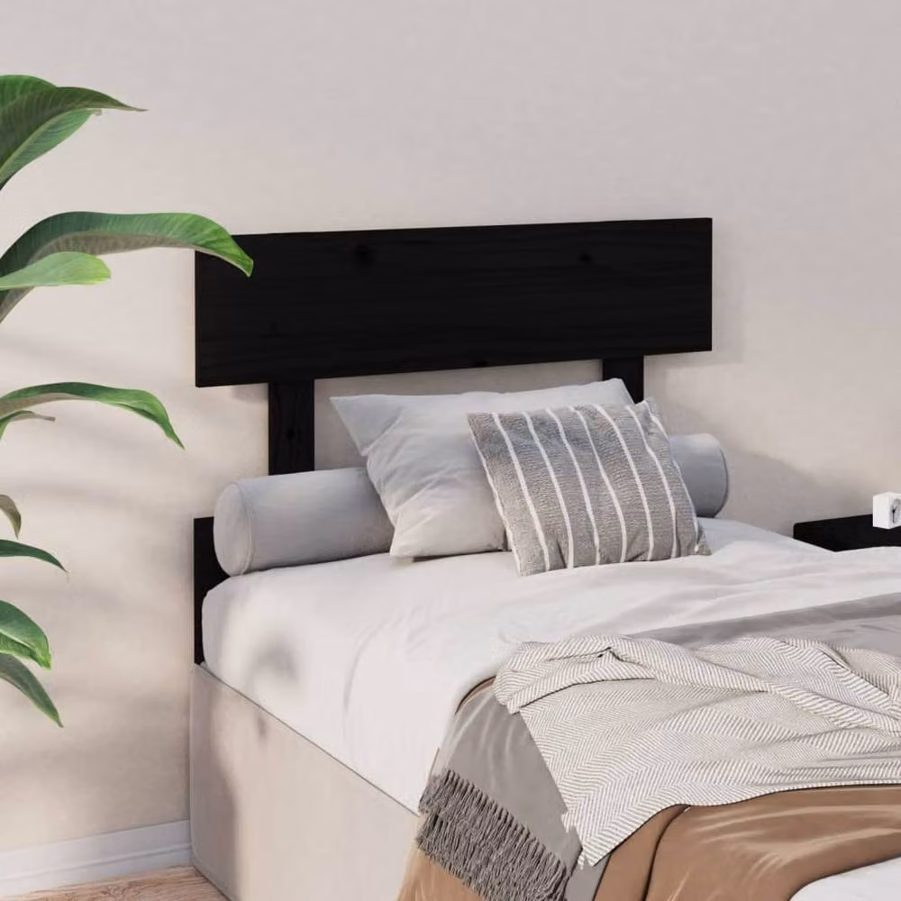 Berkfield Home Beautiful Bed Headboard in Black Solid Pine Wood, W: 103.5 cm, D: 3 cm, H: 81 cm – 3