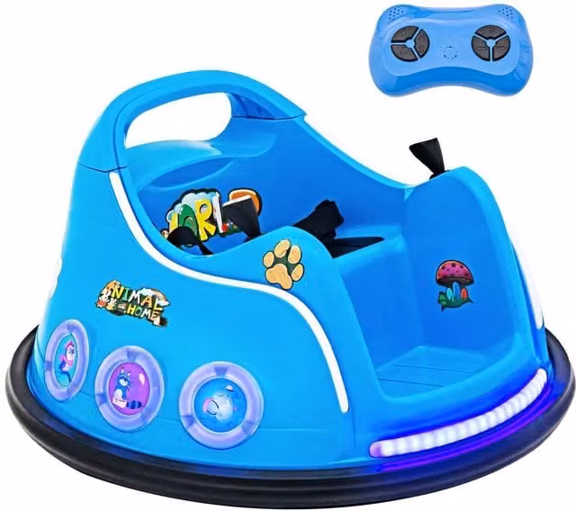 Costway Kids Electric Ride on Waltzer Car with Light and Sound, Blue