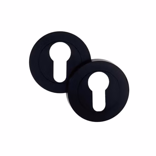 AXS Hardware Matt Black Euro Profile Escutcheon Pair with Rose, 52mm