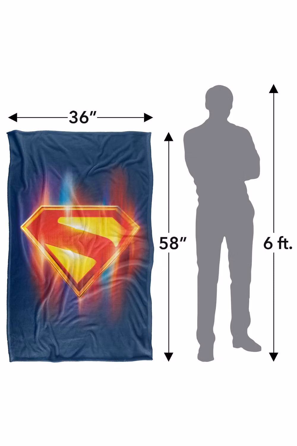 Warner Bros. Superman 2025 Glowing Shield Super Soft Fleece Throw Blanket, Multicolour, W: 152 cm, D: 127 cm – 8