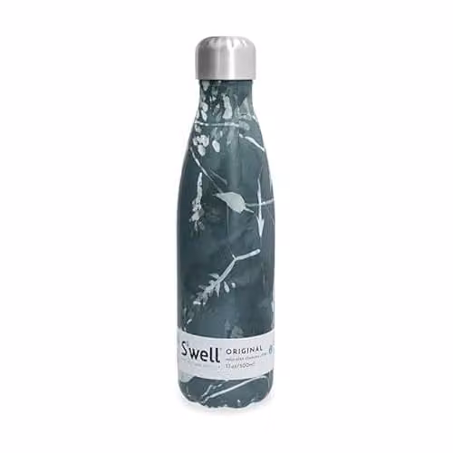 S'well Stainless Steel Vacuum Insulated Water Bottle, Green Floral, 503 ml – 1