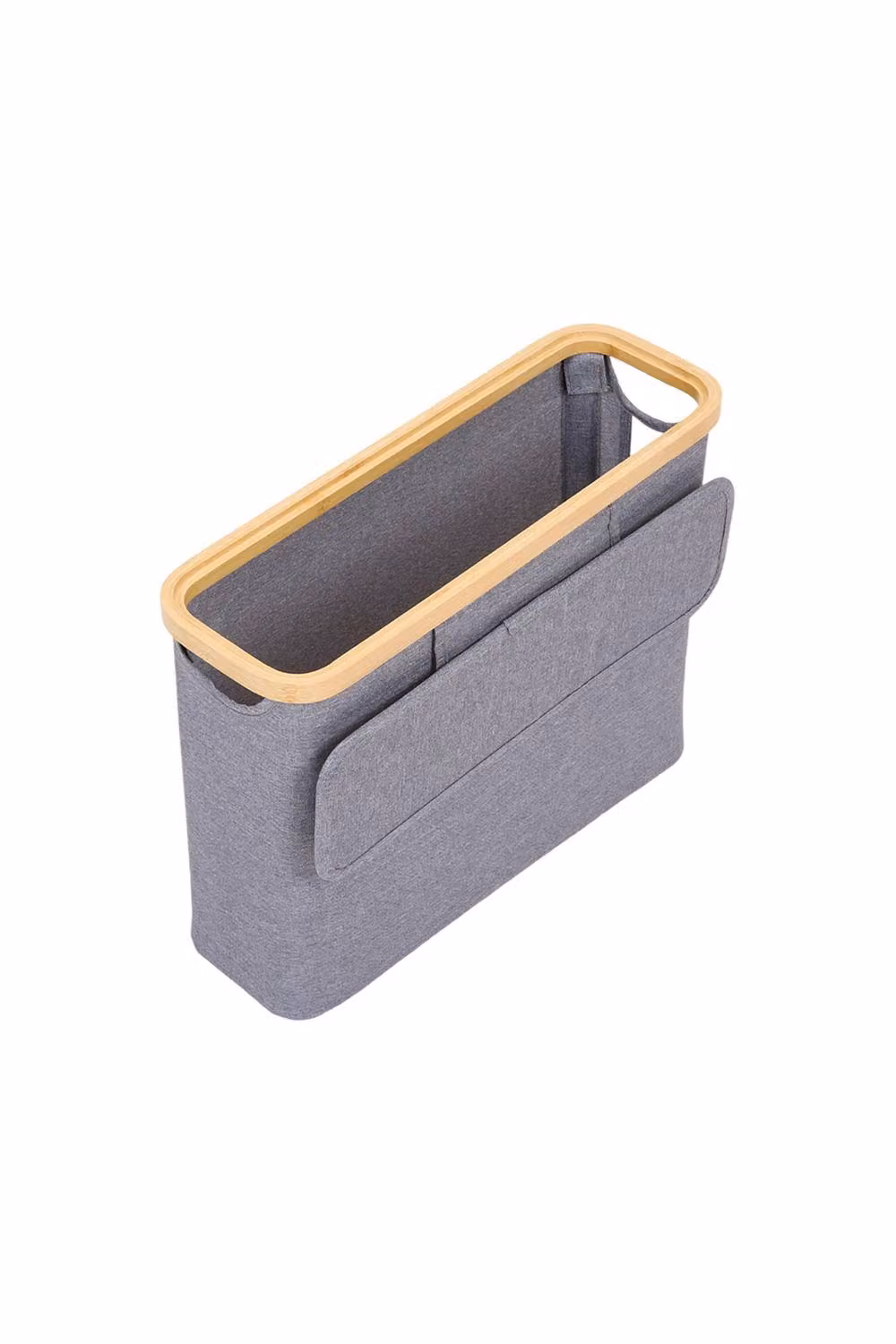 Living and Home Freestanding Bamboo Toilet Roll Storage Basket with Lid and Handles in Grey and Transparent – 3