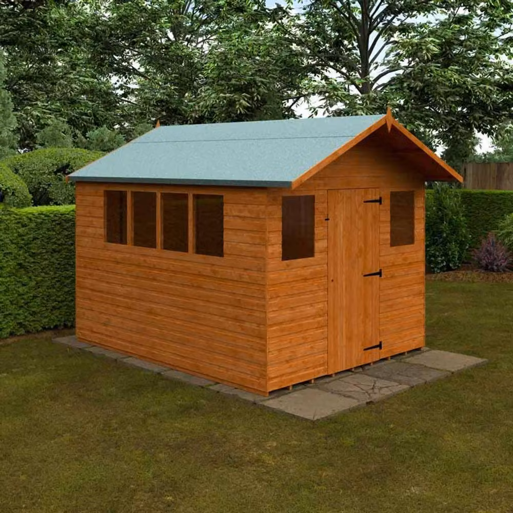 Buttercup Farm 12mm Solid Wood Cabin Shed in Burnt Orange and Grey, W/D/H: 304.8 x 182.88 x 243.84 cm – 2